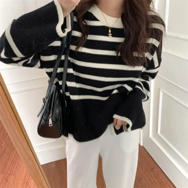 Women's Old Money Striped Sweater - Image 2
