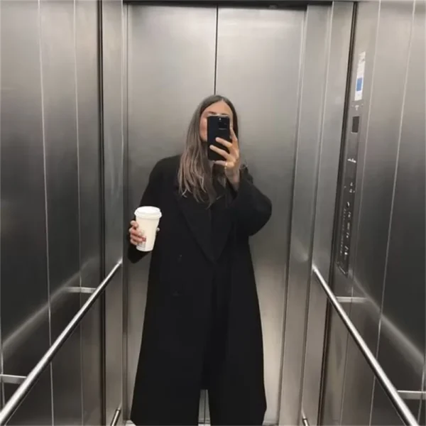 Women's Old Money Loose Long Coat - Image 2