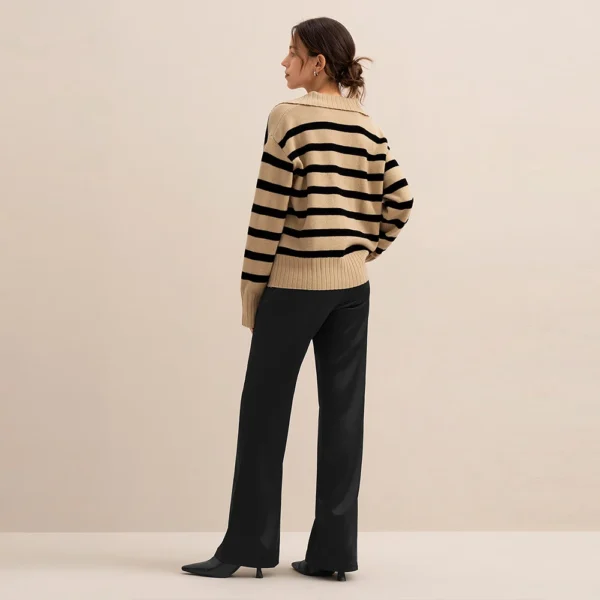 Women's Old Money Striped Polo Sweater - Image 2