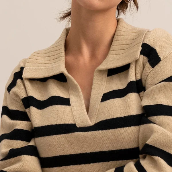 Women's Old Money Striped Polo Sweater - Image 4