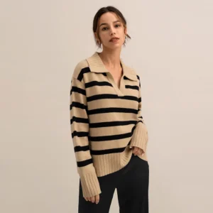 Women's Old Money Striped Polo Sweater