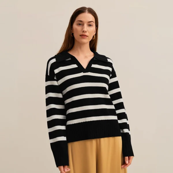 Women's Old Money Striped Polo Sweater - Image 7